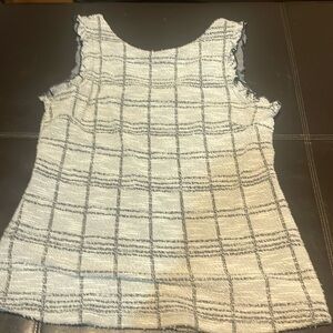 Black and white boucle sleeveless top